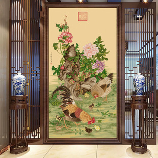 Factory Direct Sales Dropshipping New Style Living Room Entrance Chinese Style Huang Jiming Wealth and Prosperity Picture Hand-Embroidered