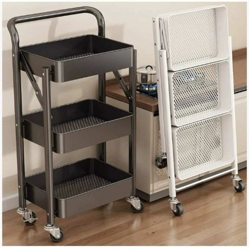 Стеллаж для хранения на колесиках, мобильная кухня, ванная комната, напольная, спальня, многослойная стойка для хранения, бытовая складная стойка для хранения