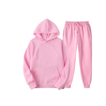 工厂直销220G纯色连帽卫衣套装TK跨境货源批发休闲运动套装批发