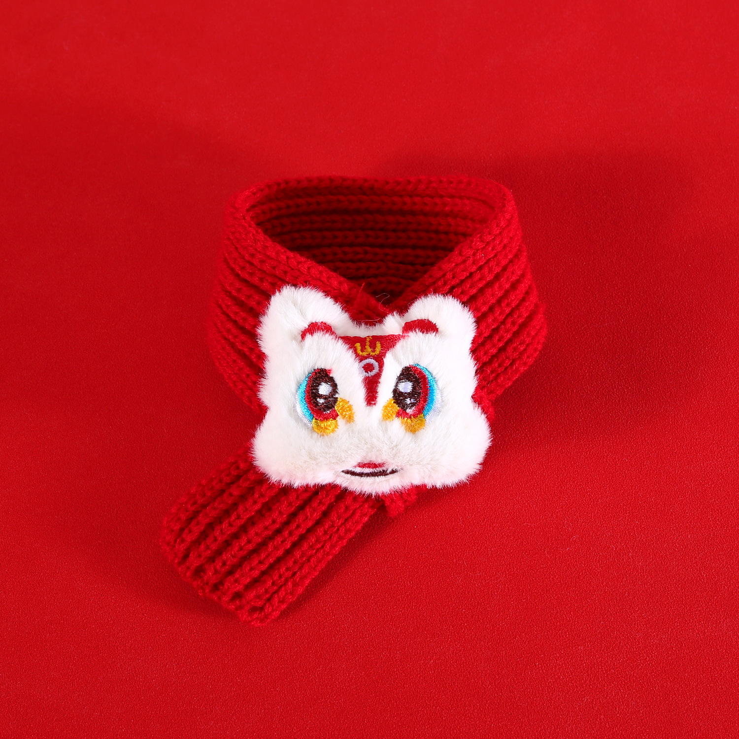 Mascota Año Nuevo bufanda sombrero traje gato cachorro rojo sobre fu carácter de lana Año del Dragón festivo rojo arco caliente image 13