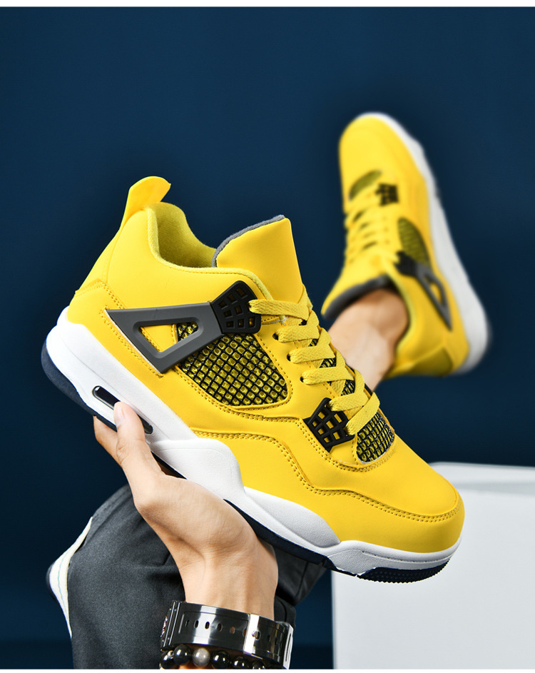 Giày thể thao nam AJ4 phong cách đường phố, sneaker unisex dễ phối đồ — AJ4 đen xám chi tiết 38