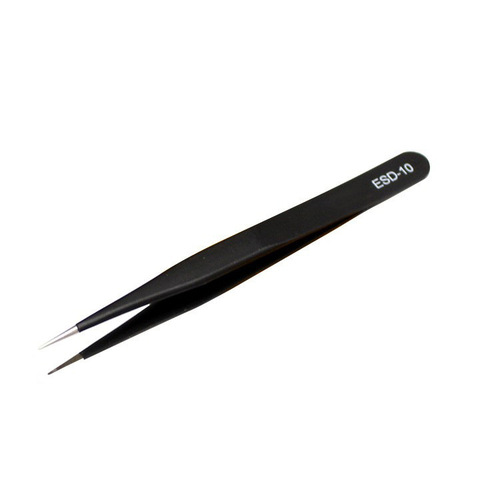 Precision Stainless Steel ESD Tweezers Black Straight Elbow Canvas Bag Set Hair Grafting Eyelash Disassembly Machine Nie Zi