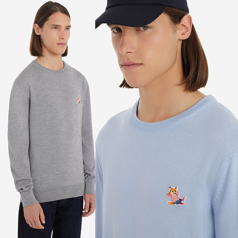 Clearance Sale at a Loss ~ No Returns or Exchanges ~ Mk Classic Fox Embroidered Wool Crew Neck Sweater