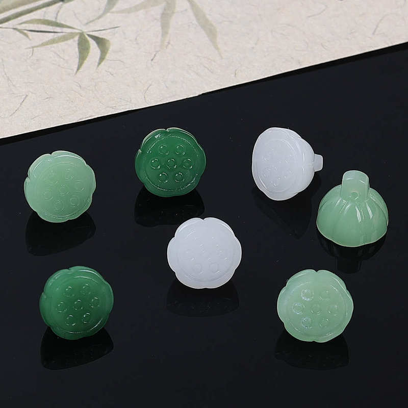 仿玉莲蓬吊坠手工琉璃diy古风莲子发饰吊坠散珠手链饰品配件批发|undefined