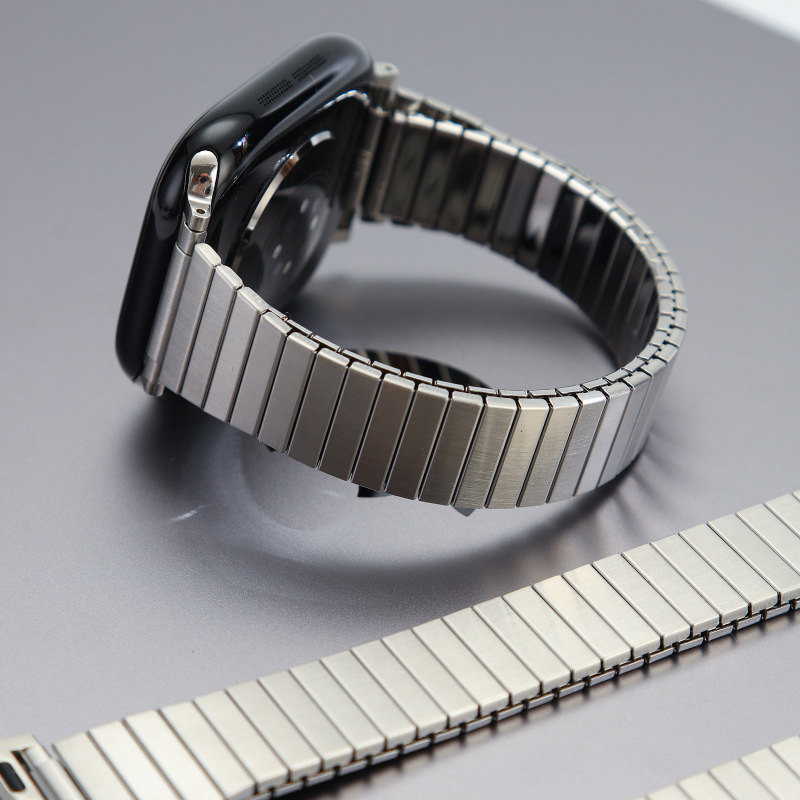 适用苹果AppleWatch单圈弹力不锈钢表带 iwach10竹节小蛮腰手表带|undefined