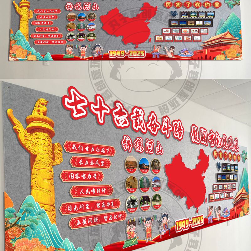 国庆节童心向党墙环创布置学校小学教室走廊黑板报装饰贴贴画材质|undefined