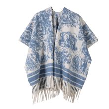 仿羊绒纯色披肩女秋冬季超大加厚斗篷外套旅游空调房开叉披风毛毯