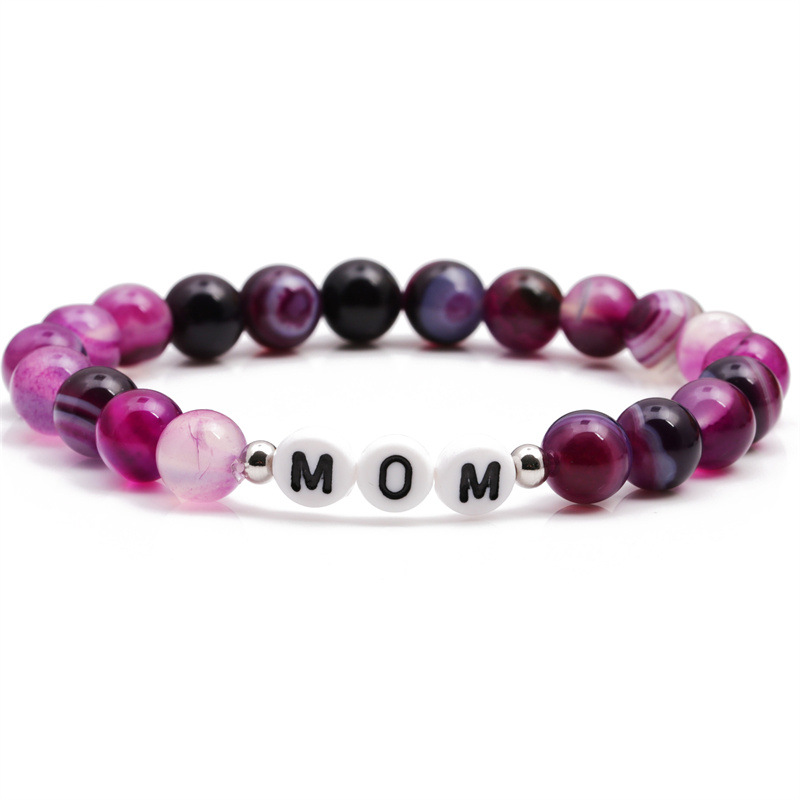 Fashion purple line agate beaded bracelet MOM motheru0027s day
