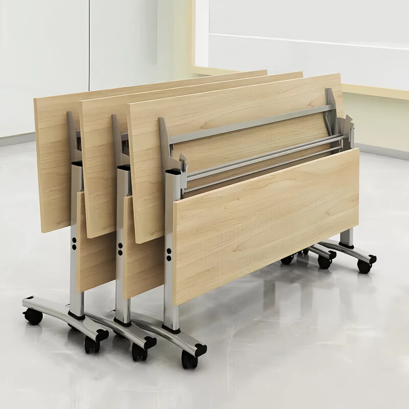Folding Training Table and Chair Combination, Splicable Replica Table, Mobile Long Table with Wheels, Multi-Functional Office Conference Table