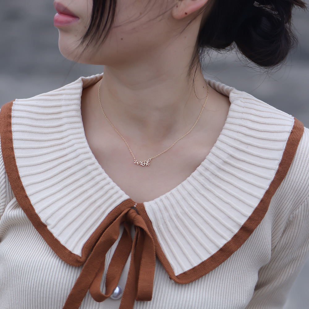 Joyería transfronteriza europea y americana ins carta deseo collar de plata esterlina diseño de nicho de mujer Cadena de clavícula de mujer a juego