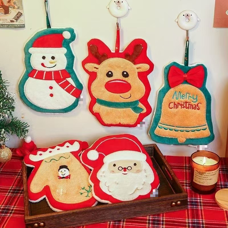 Christmas Hand Towel, Hangable Coral Velvet Absorbent Quick-Dry Cloth, Christmas Ornament, Souvenir, Christmas Tree Wholesale