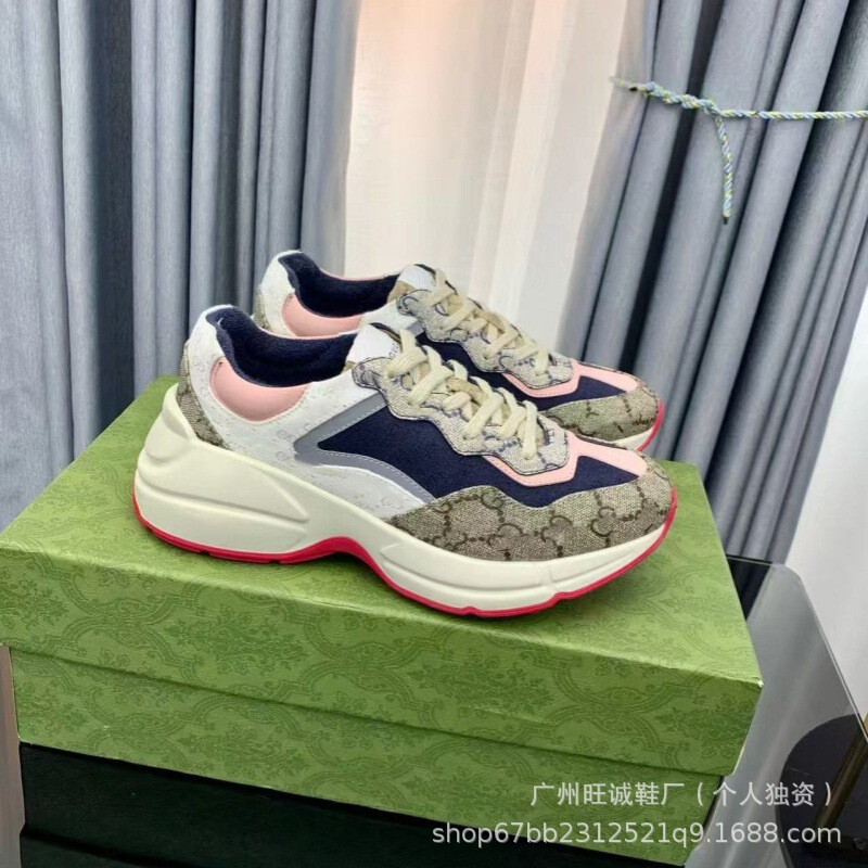 G Brand 2025 New Vintage Style Color-Block Dad Shoes for Men and Women with Thick Soles and Height-Increasing Casual Sneakers for Couples