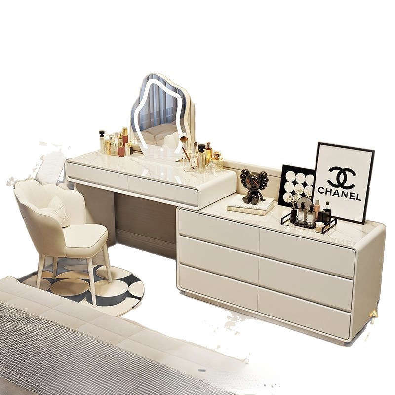 家庭用無垢材スレートドレッシングテーブルモダンシンプルなベッドルームプリンセススタイルフレンチドレッシングテーブルキャビネット一体型ドレッシングテーブル|undefined