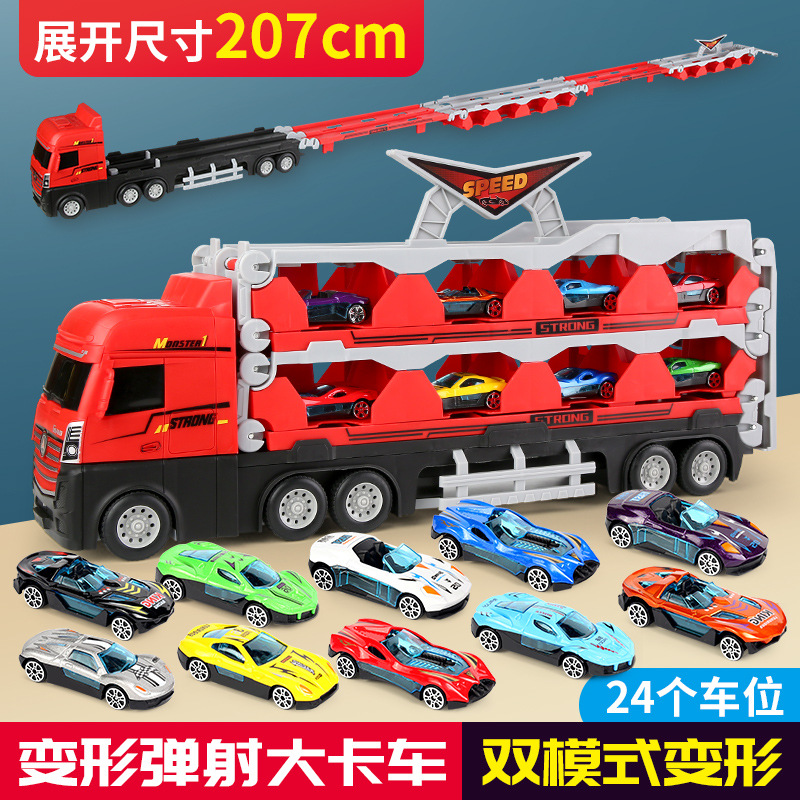 Aleación educativa gran deformación pista de almacenamiento plegable catapulta camión ingeniería estacionamiento juguetes para niños al por mayor