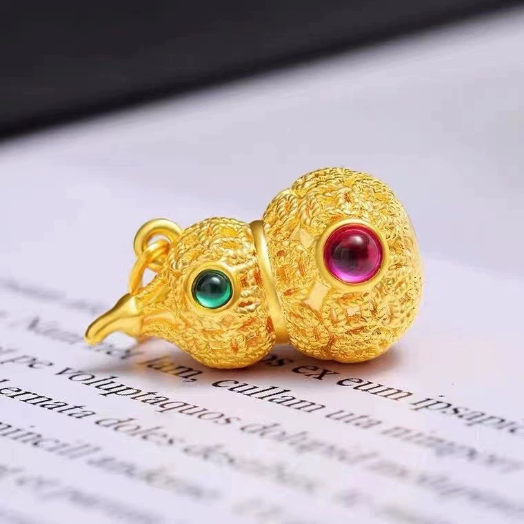 Золотой кулон 18к, натуральный камень, тыквенная форма, ретро-китайский стиль, золото AU750, маленькая тыква, высококачественная оптовая продажа