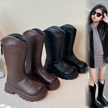 女童靴子网红长靴秋冬爆款儿童鞋中长筒靴加绒高筒皮靴宝宝时装靴