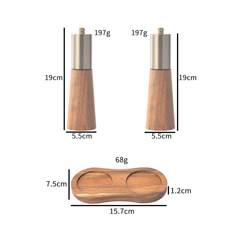 Molinillo Manual de Sal y Pimienta de Madera de Acacia y Acero Inoxidable, Núcleo de Cerámica, Ajustable, para Cocina image 11