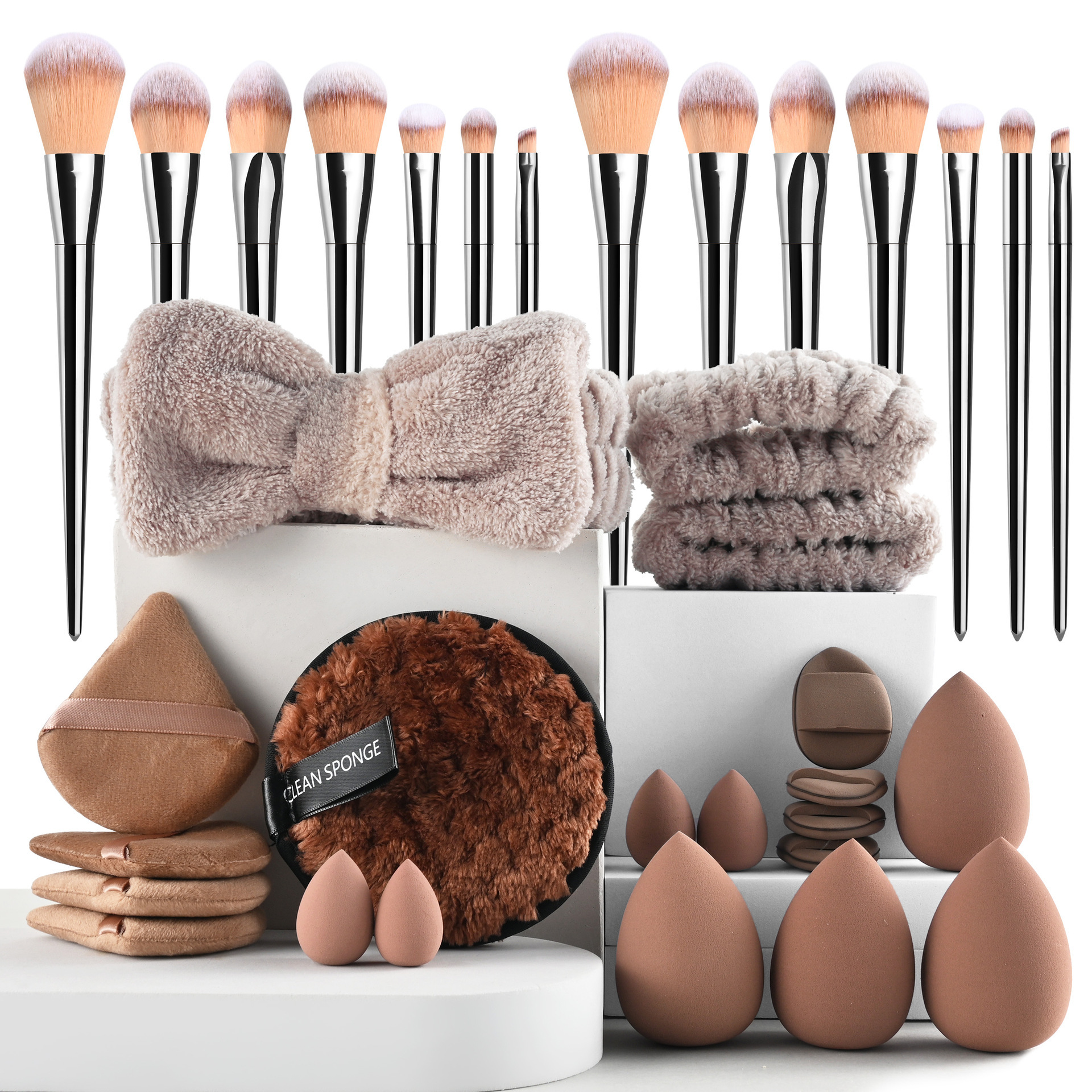 Conjunto de polvo personalizado 40pc cepillo grande combinación de lavado de cara maquillaje polvo transfronterizo conjunto completo de 46 herramientas de maquillaje de cepillo