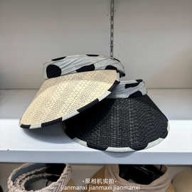 空顶帽夏季户外防晒帽子韩国设计师女士沙滩度假波点草帽子遮阳帽