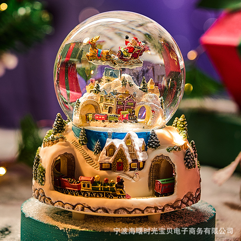 Tren de Navidad Bolas de cristal Caja de música Caja de sonido para niños y niñas Cumpleaños Año Nuevo Regalos de Día de San Valentín