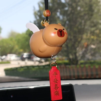 Rearview Mirror Car Hanging Decoration: Car hanging - kapibala-peace-and-joy-bells