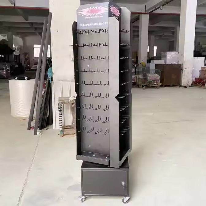 实拍生产过的旋转展架挂钩悬挂文具手机配件首饰品展架地板金属旋