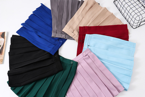 Japanese college style pleated skirt JK uniform skirt student high waist skirt macaron solid color skirt