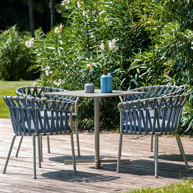 Mesas y sillas para exteriores, balcón con patio, protección solar, impermeables, muebles de ratán para ocio, terraza de jardín al aire libre, juego de mesa larga de ratán. image 4