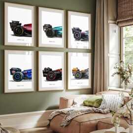 汽车海报经典超级跑车印花复古赛车帆布画男孩房间图片无框画芯
