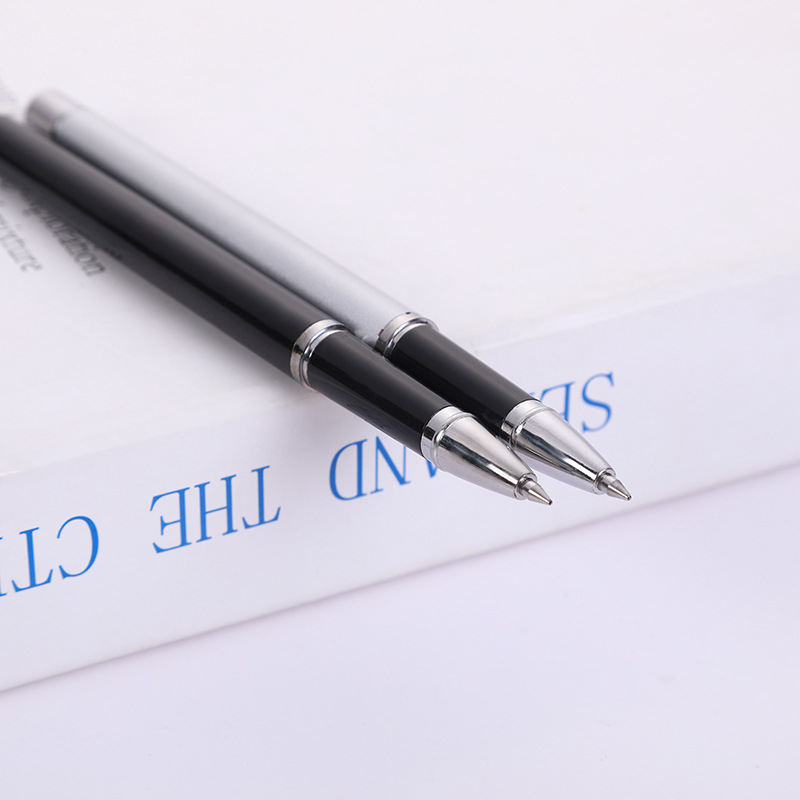 En stock pluma de gel de alta gama pluma de firma de metal letras LOGO publicidad de negocios pluma de impresión de aluminio negro varilla pluma de agua