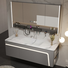 New Style Granite Laminated Corner Bathroom Cabinet with Integrated Sink and Multi-functional Mirror Cabinet, Washing Basin and Vanity