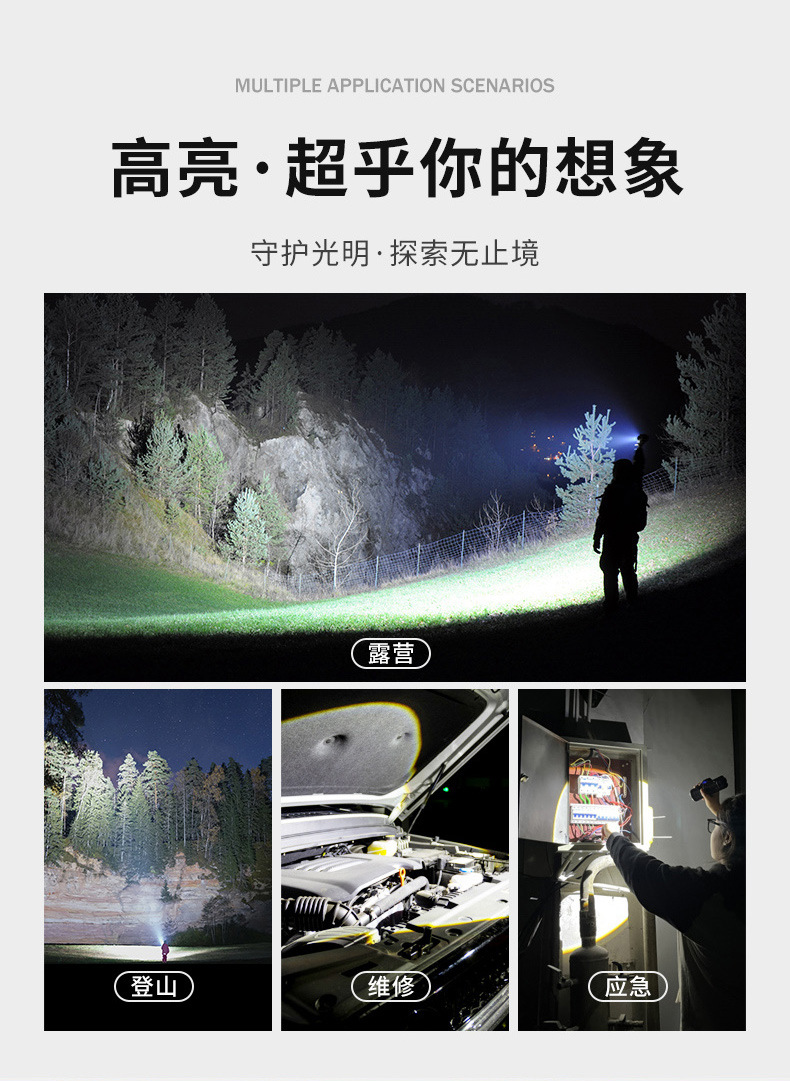 Flashlight with Strong Light, Rechargeable, Outdoor High-Brightness, Long-Range, Small, Mini, Portable, Household, Durable Xenon Led Light