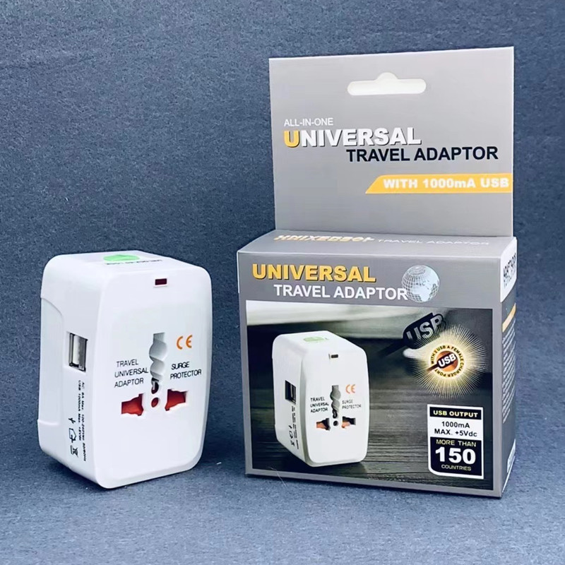 全球通转换插头 双usb转换插座全球通用 旅行USB多功能电源转接头