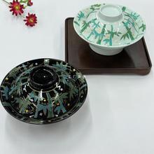 日本怀石会席板前料理陶瓷餐具圆形带盖汤碗烧肉饭味增汤鳗鱼饭碗