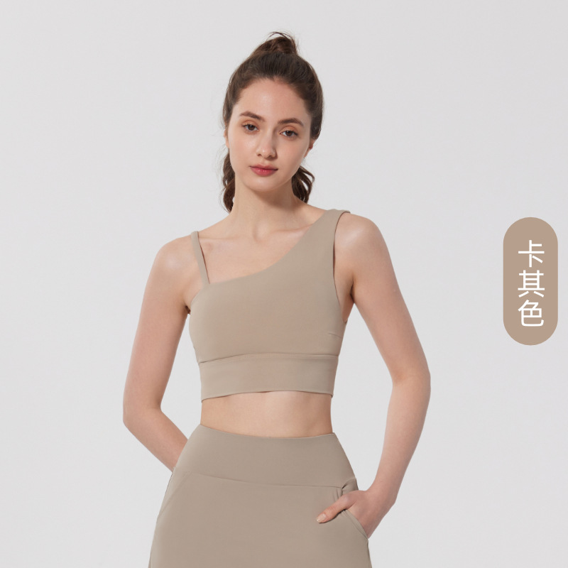 Nuevo cinturón de hombro asimétrico ropa interior deportiva desnuda antibacteriana cinturón de bra antichoque de pecho chaleco de fitness
