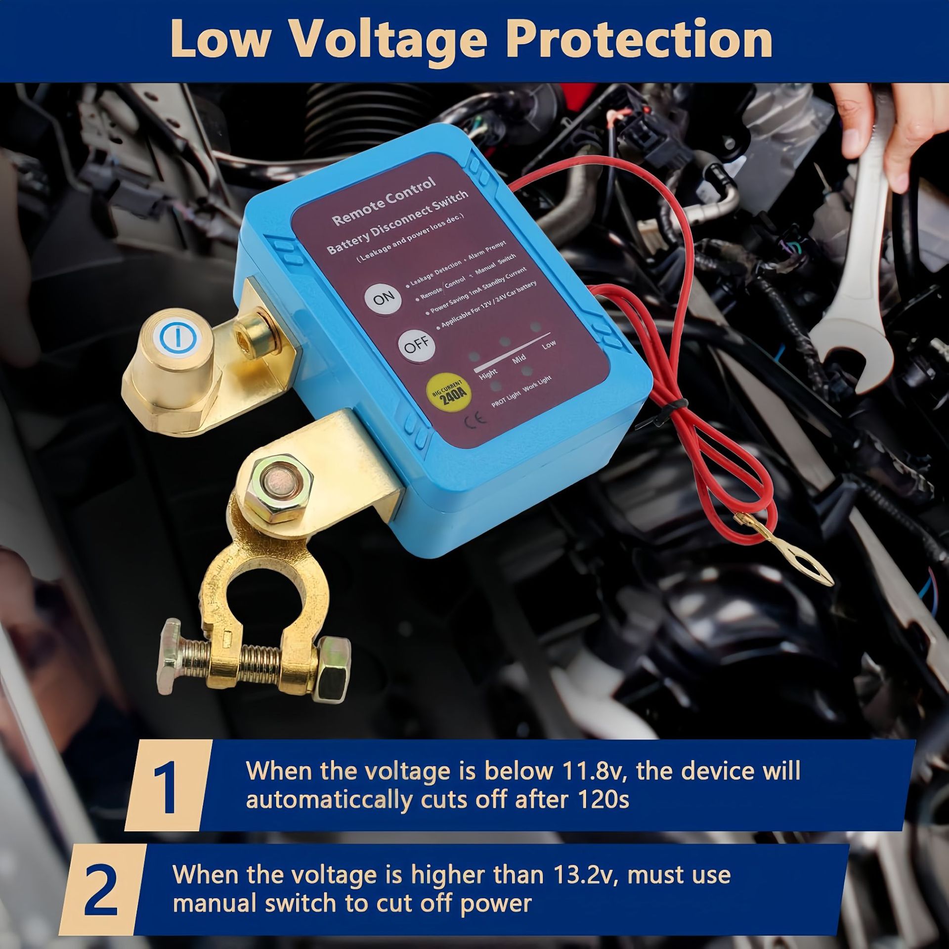 Remote Control Car Battery Disconnect Switch for Vehicles and Boats 12V-24V Smart Battery Disconnector