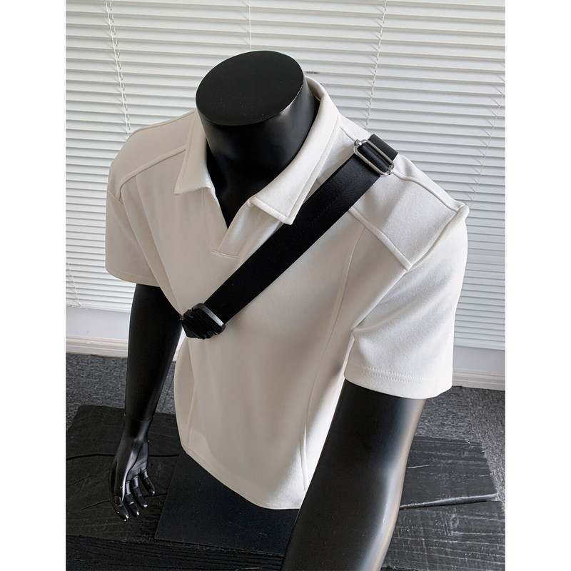 Main Push Heavy Polo Shirt Summer Short Sleeve Lapel Half Sleeve Top cleanfit Shoulder T-Shirt Elegant Men