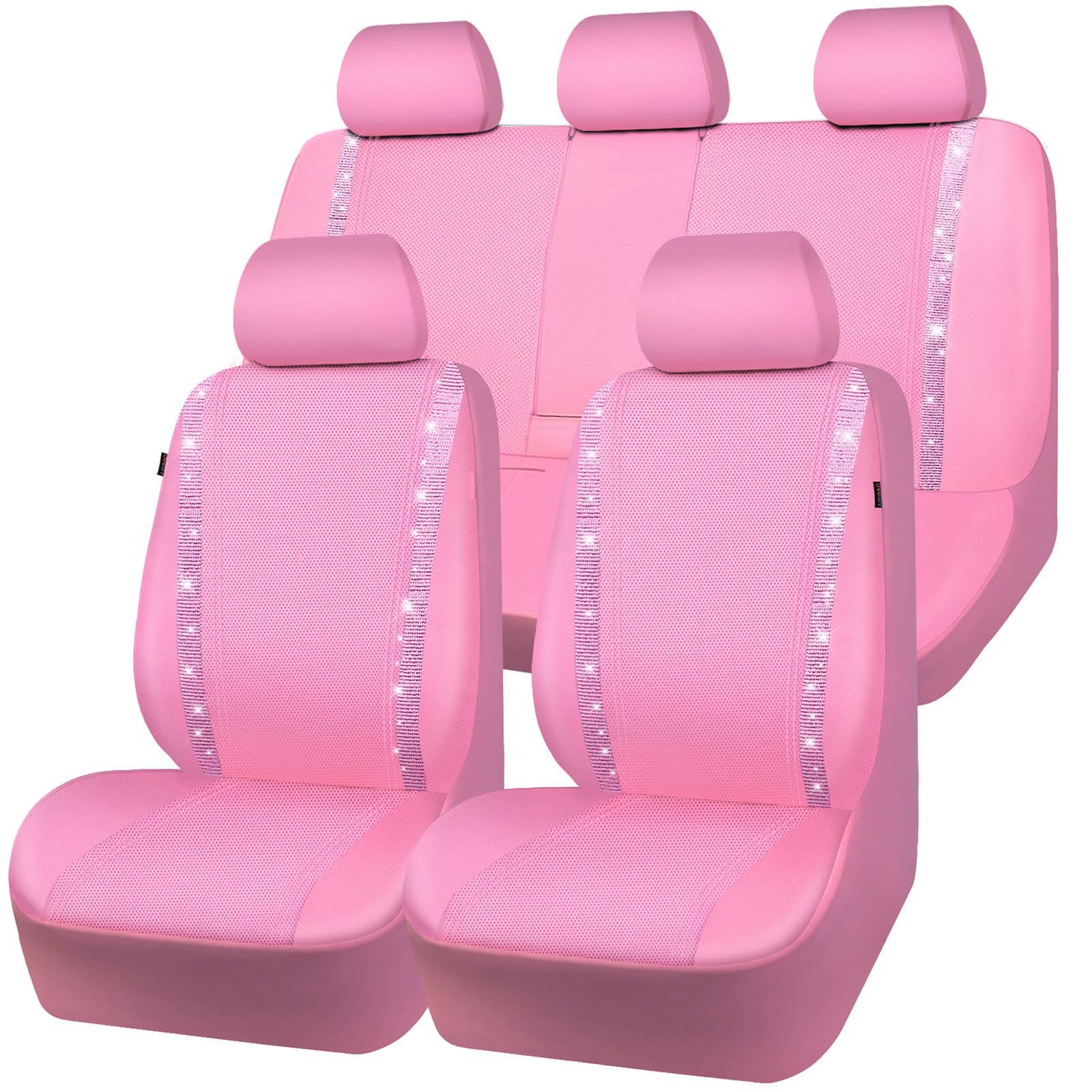 Diamond-Studded Car Seat Set, Rhinestone Car Seat Covers, Diamond Leather Car Seat Covers, Universal