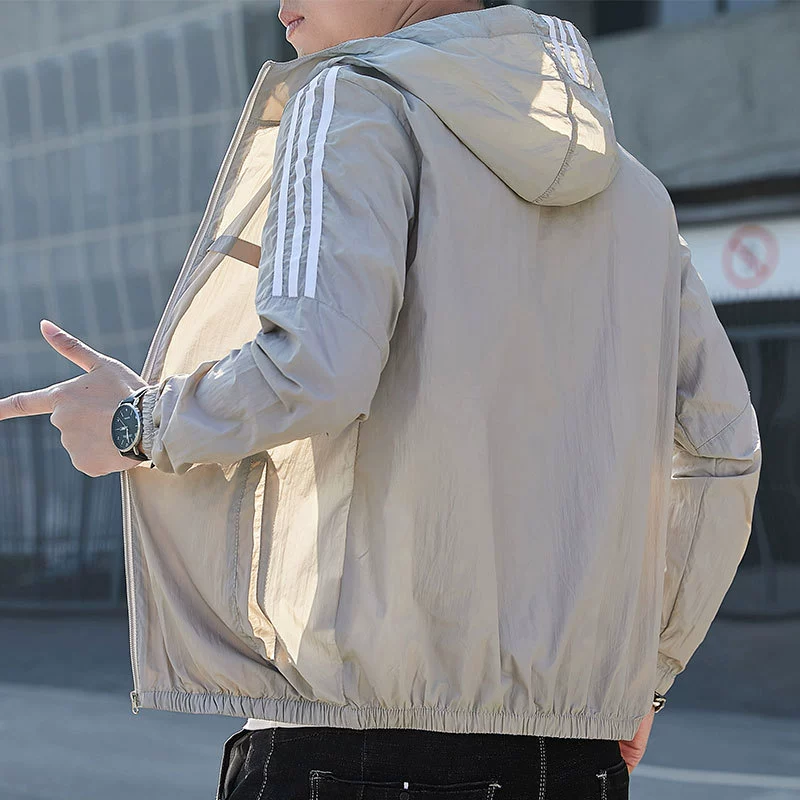 Breathable sun protection clothing, summer silk ultra thin jacket with hood