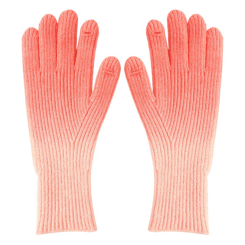 Shun Zun guantes de color degradado 100% Alpaca invierno cálido dedo permeable de punto guantes de pantalla táctil con el logotipo