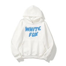 跨境外贸秋冬卫衣男女WHITE恶魔岛FOX男女学生连帽潮牌插肩袖款卫