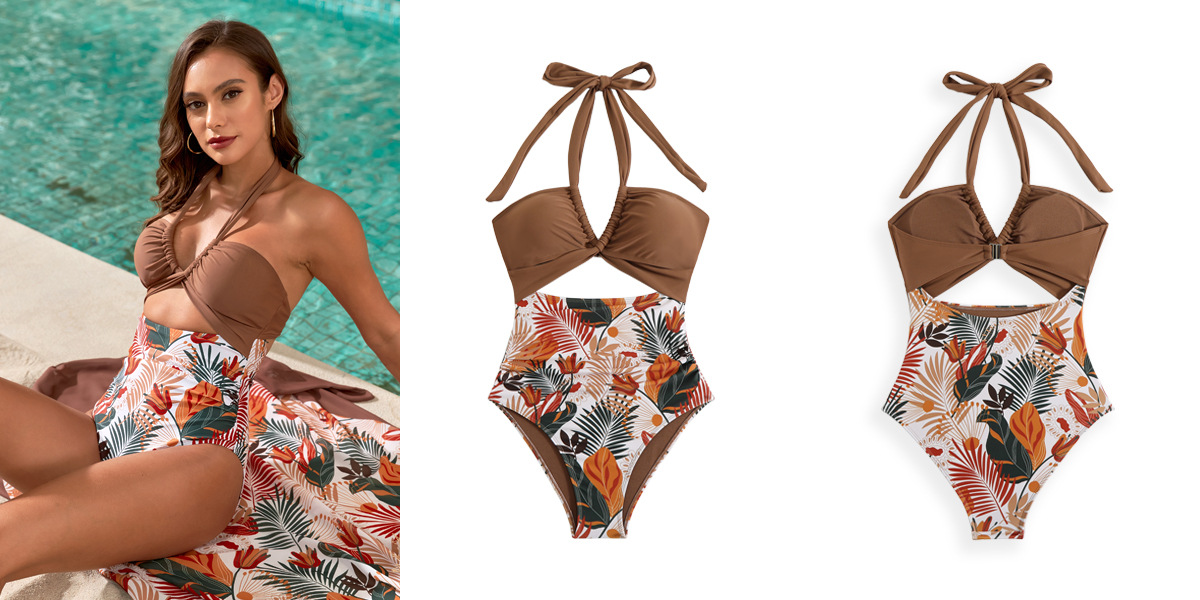 146g Weight Sleeveless Sleeve Length Spandex, Polyester Fabric Type Regular Top Length Bodysuit Tops Type Swimming Occasion Halter Neck Neckline Skinny Fit Type Flower Pattern Women's Gender Hollow Out Design Sexy Style Women's Sexy Flower Hollow Out One Piece Swimwear 5