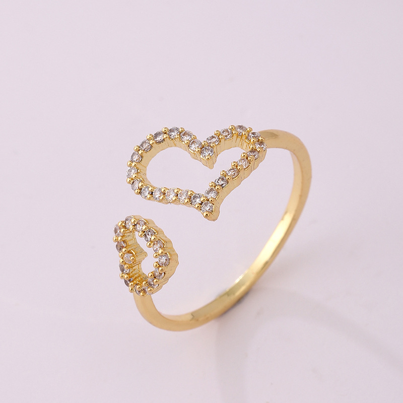20g Weight Zircon Inlay Material Open Rings Classification 1 Piece Quantity Holiday, Banquet Occasion Copper Material Heart Shape, Crown, Flower Pattern Unisex Gender Inlay Design Lady Style Wholesale Jewelry Lady Heart Shape Crown Flower Copper Zircon Inlay Open Rings 25