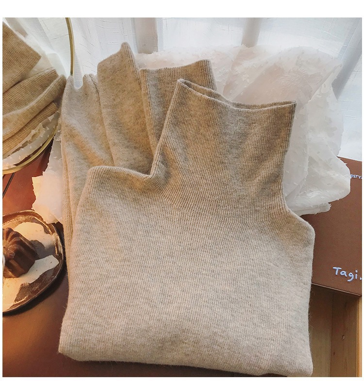 ChicShe ChicShe KANING Unifarbener, hochgeschlossener Strickpullover für Damen – Herbst/Winter 2025 – Neu, vielseitig, weich und warm_voghion.com