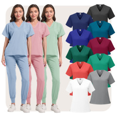 女性美容院作業服手術室ブラシ手服セット手洗い服半袖医師弾力フロストセット対外貿易