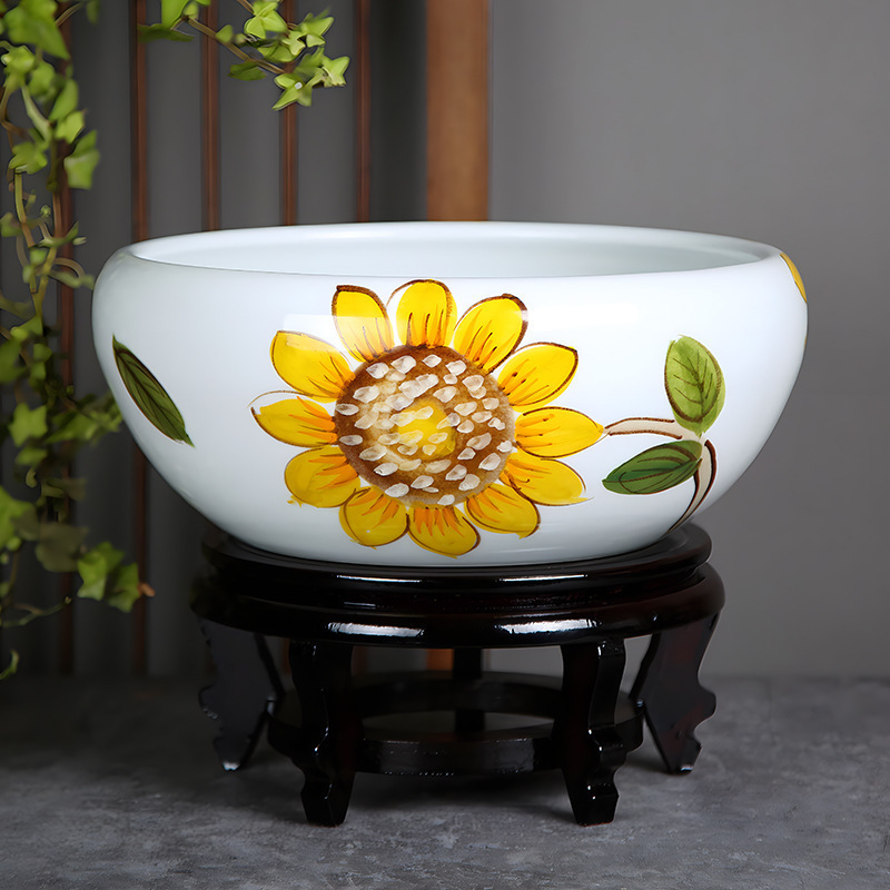 *金魚飼育用景徳鎮陶器大水槽、卸売亀鉢、水耕植物、睡蓮、蓮水槽、卓上飾り|undefined