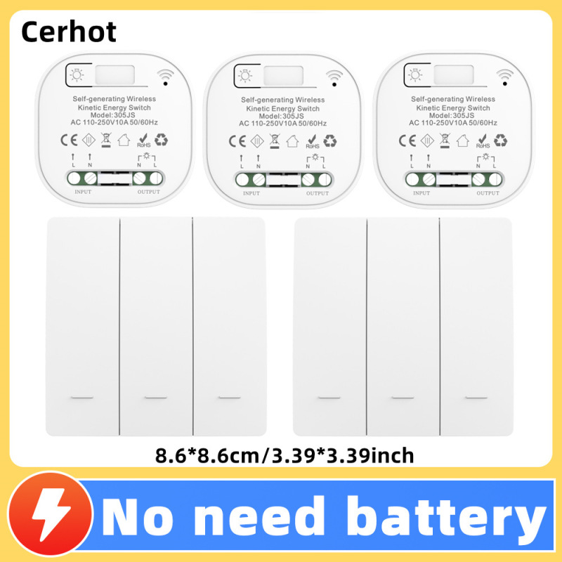 電池不要、防水、スマート、自己発電、ワイヤレス、動力エネルギー式スイッチ、リバウンド式、家庭用、リモート操作、自由に貼れるリモコンボタン|undefined