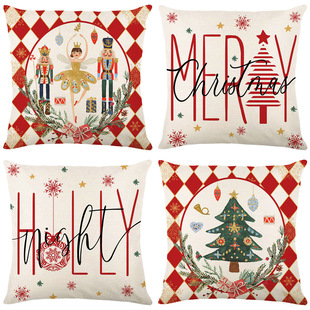 New Amazon cross-border Christmas letter printing home decoration living room sofa cushion cover pillowcase linen