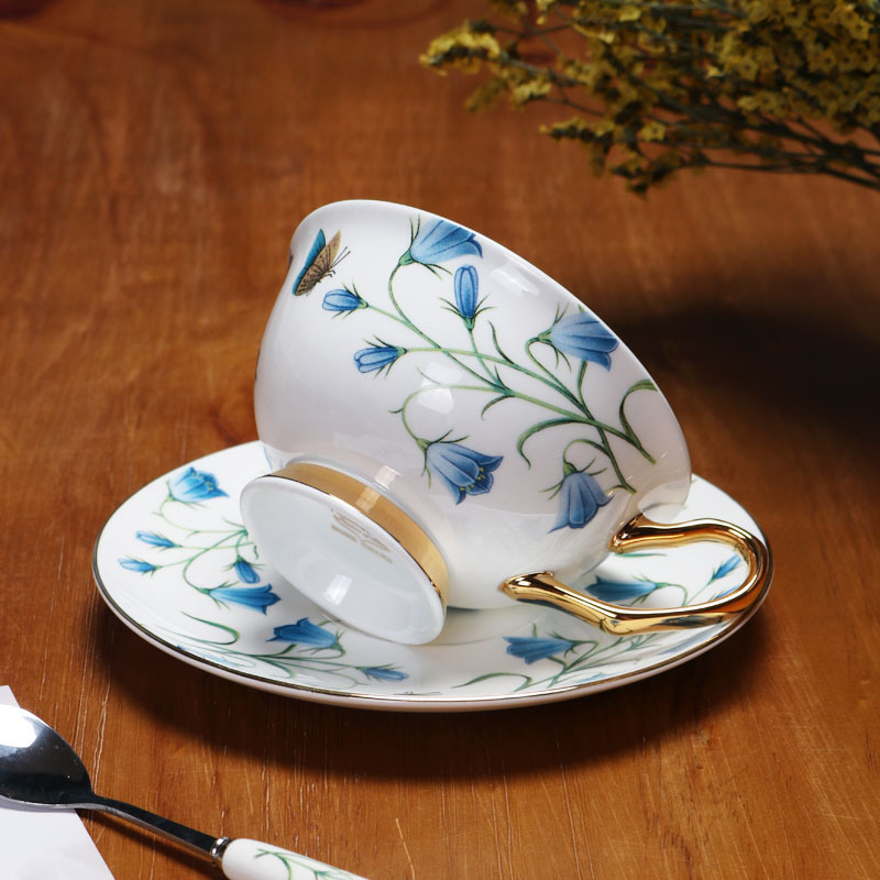 Juego de tazas y platillos de porcelana china de lujo ligero, exquisito juego de té de la tarde británico, recuerdo de boda