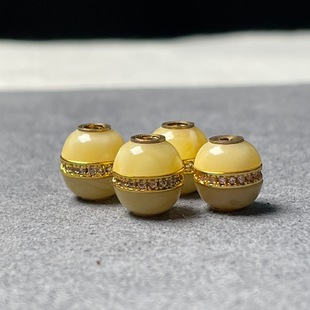 Raw Mineral Beeswax Hamburger Beads Hamburger Beads Accessories Copper Size 8mm Old Honey Ornaments Cultural Toys Natural Stone